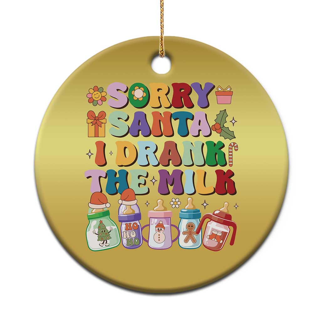 Funny First Xmas Christmas Ornament Sorry Santa I Drank The Milk Retro Baby Bottle - Wonder Print Shop