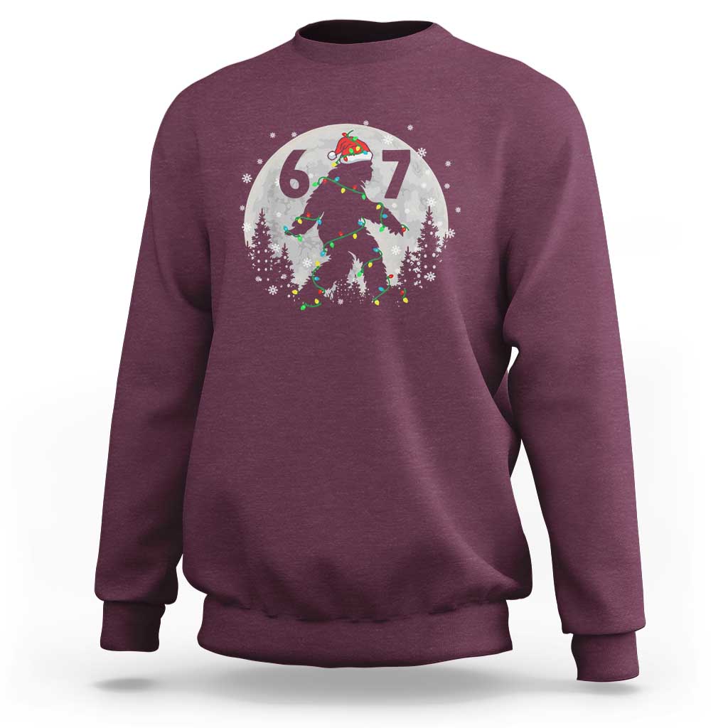 Funny Bigfoot 67 Christmas Night Stroll Moon Sasquatch Sweatshirt - Wonder Print Shop