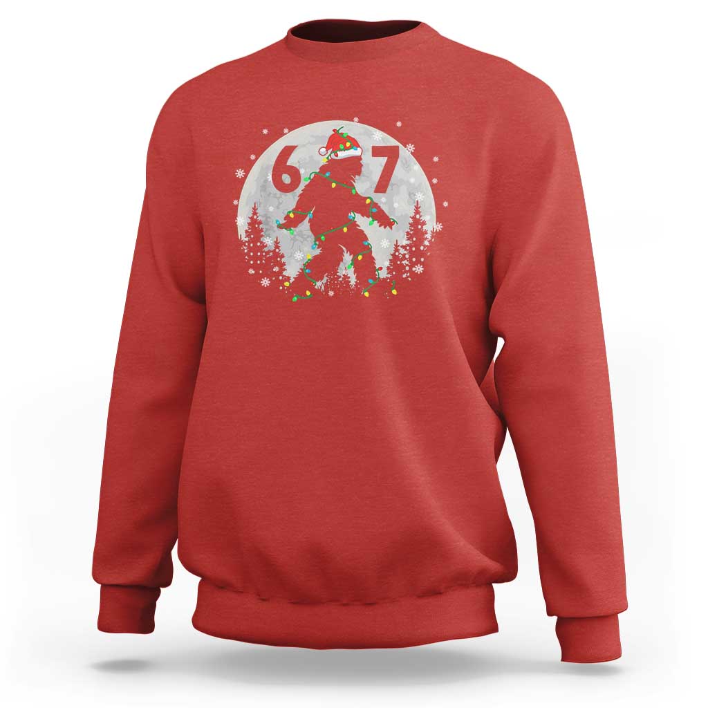 Funny Bigfoot 67 Christmas Night Stroll Moon Sasquatch Sweatshirt - Wonder Print Shop