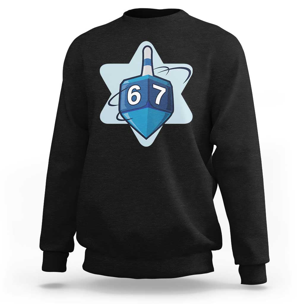 Funny Hanukkah 67 Sweatshirt Six Seven Meme Dreidel Star Of David - Wonder Print Shop