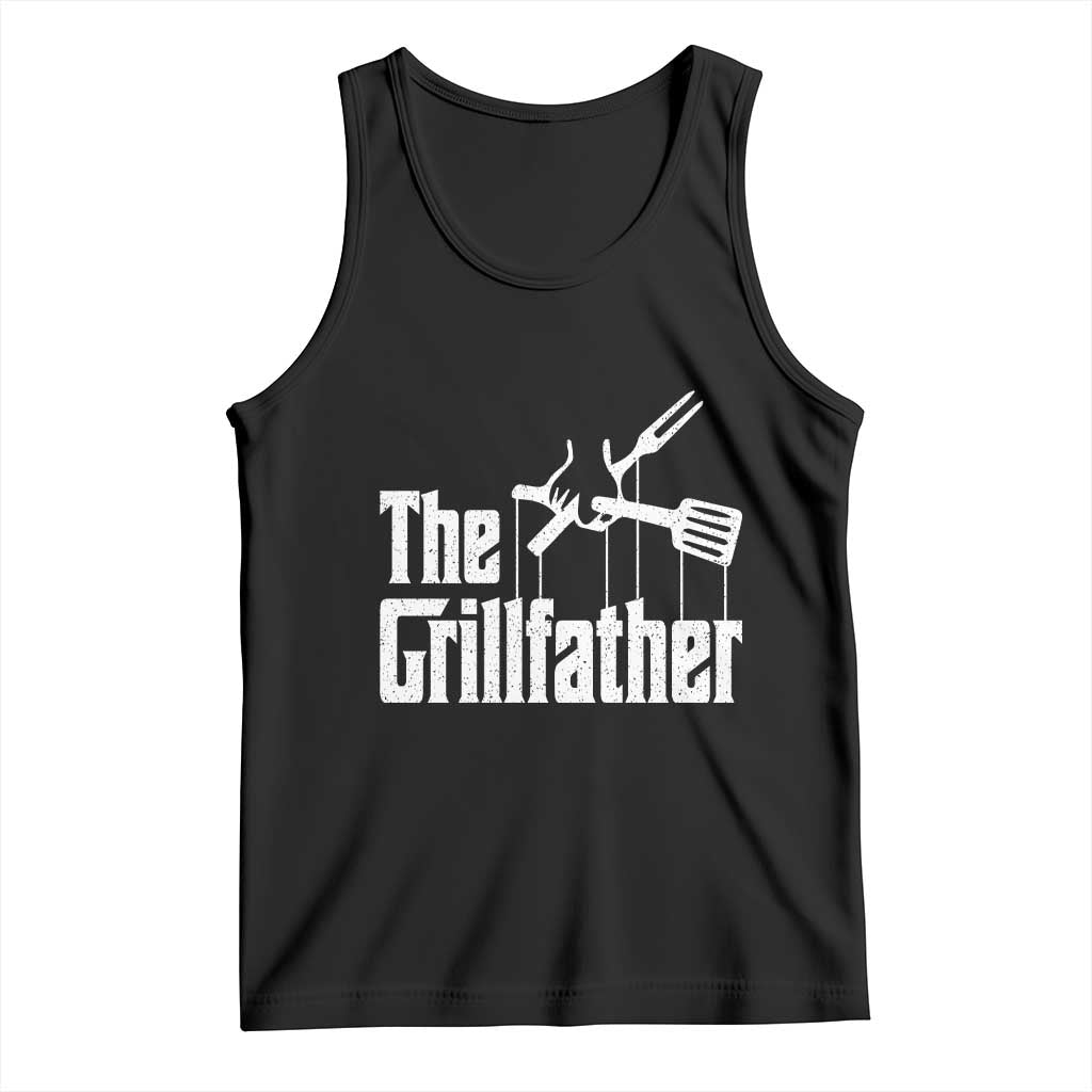 Funny BBQ Grilling Tank Top The Grillfather Vintage Father's Day