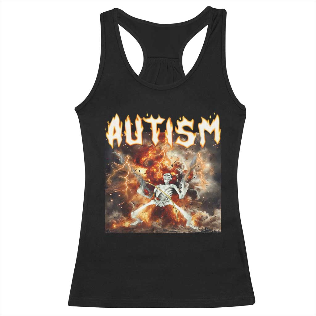 Funny Autism Skeleton Meme Racerback Tank Top Oddly Specific Dank Meme