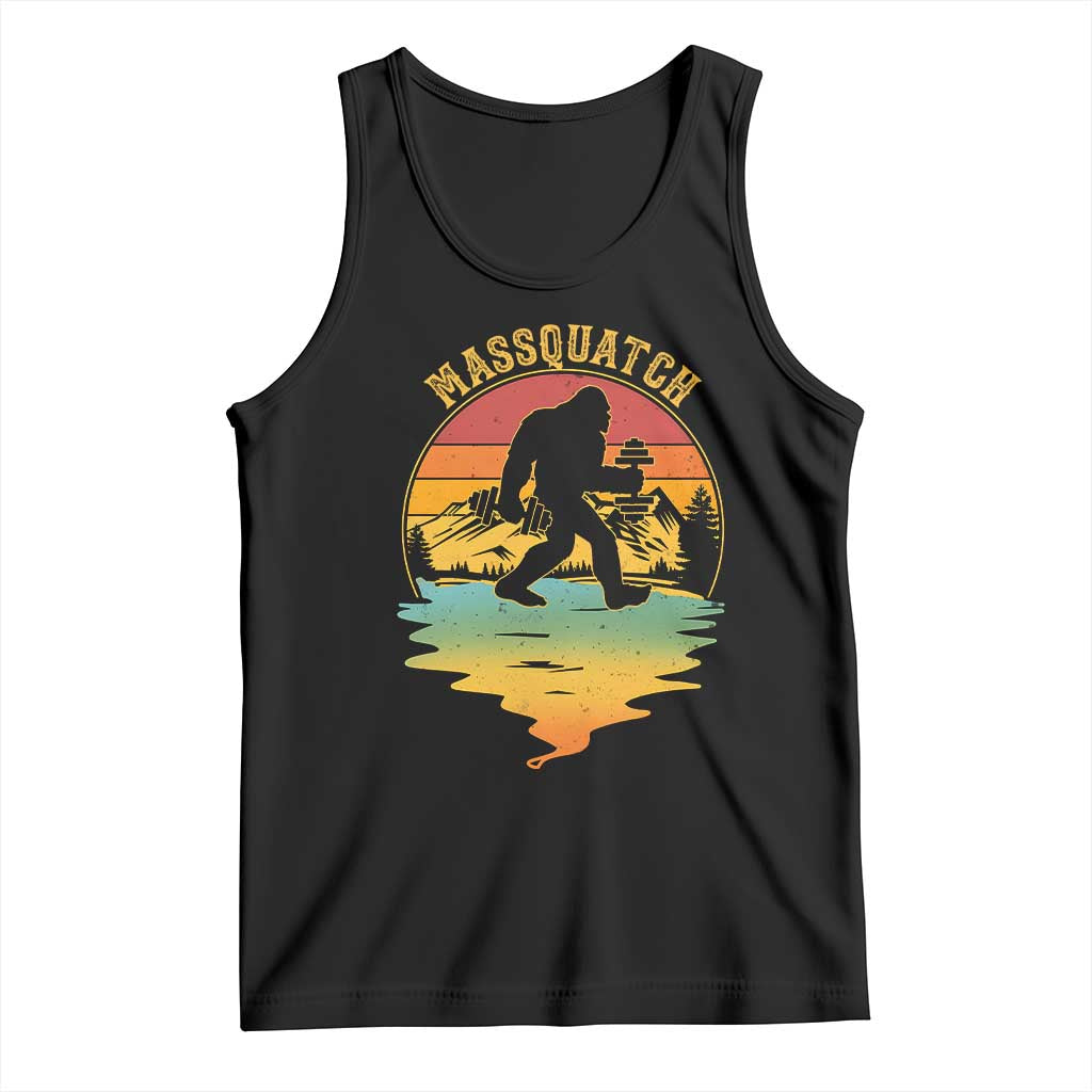 Funny Bigfoot Massquatch Tank Top Retro Workout Gym Weightlifter Sasquatch