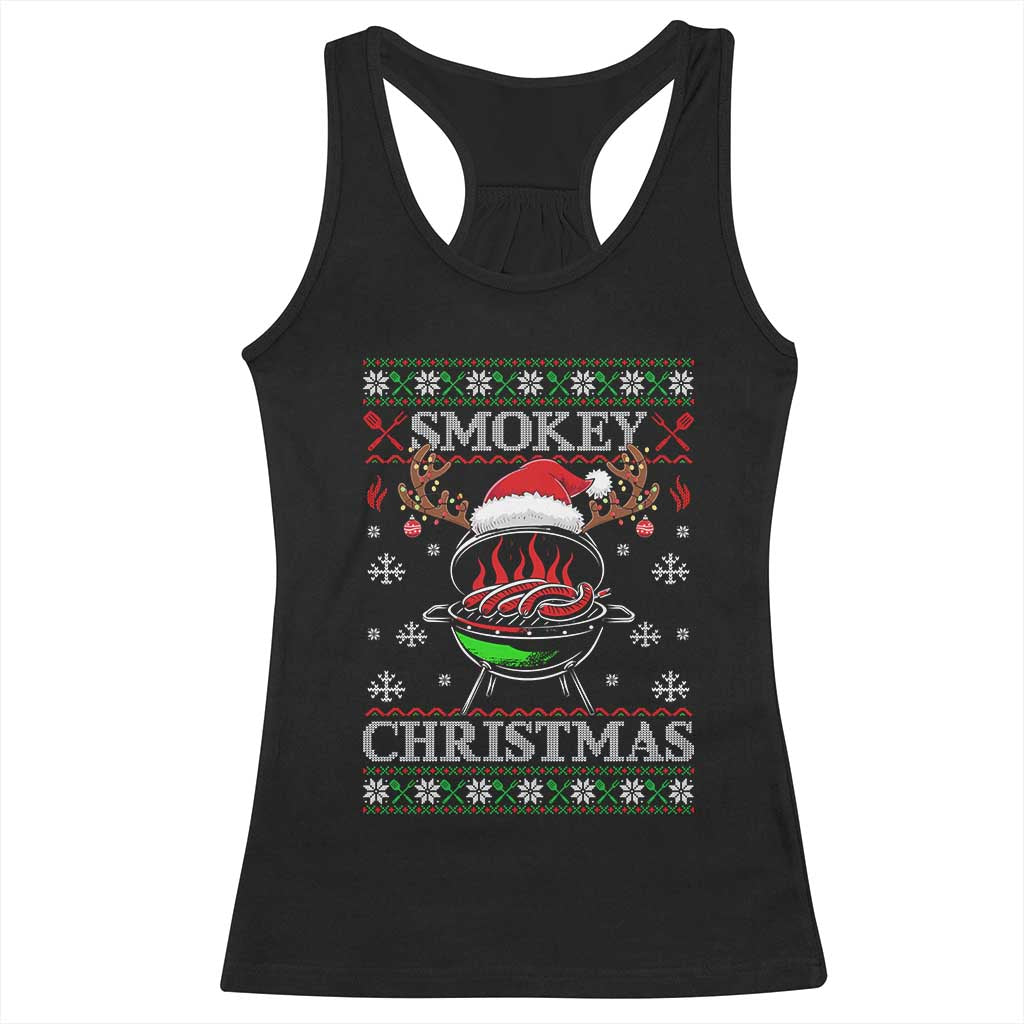 Funny Smokey Christmas Grilling Racerback Tank Top BBQ Meat Father's Day