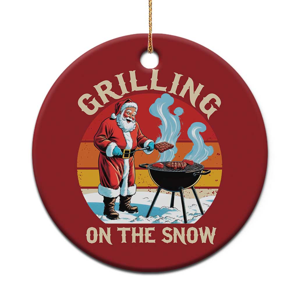 Funny Xmas Grilling Santa Christmas Ornament Grilling On The Snow - Wonder Print Shop