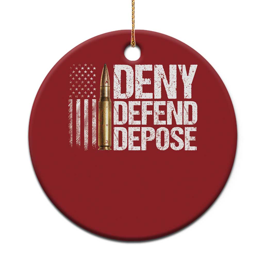 Deny Defend Depose Christmas Ornament Bullet Vintage American Flag - Wonder Print Shop