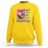 Funny Suspect Never Sticks To Her New Years Resolutions Sweatshirt Coquette Disco Ball - Wonder Print Shop