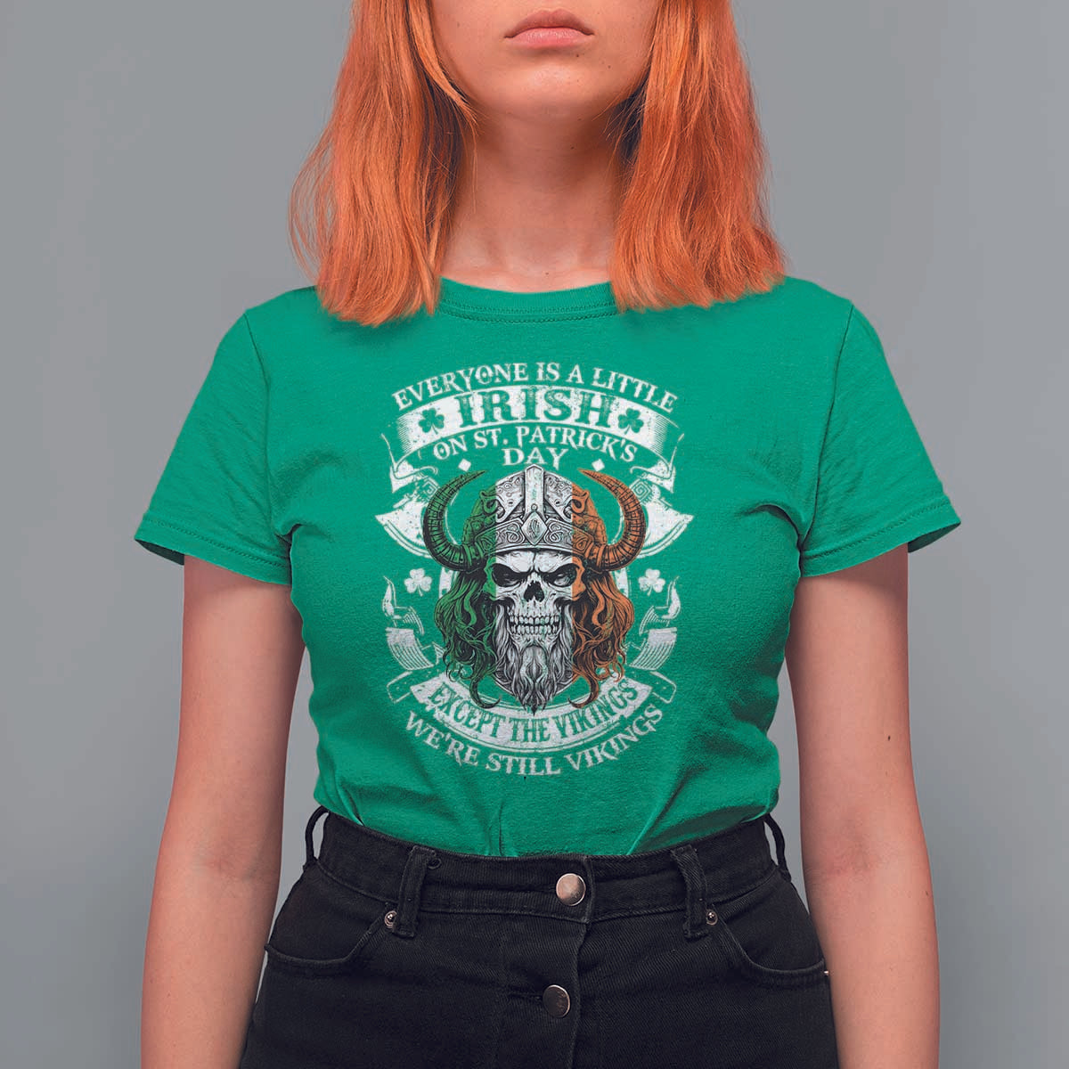 Funny Irish Viking T Shirt For Women Everyone Is A Little Irish On St Patrick's Day