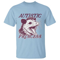 Light blue T-shirt with 'Autistic Princess' opossum graphic