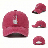 WW2 World War II Vintage American Flag Washed Cotton Baseball Cap