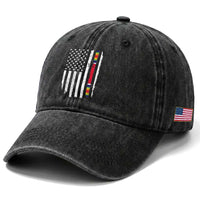 WW2 World War II Vintage American Flag Washed Cotton Baseball Cap
