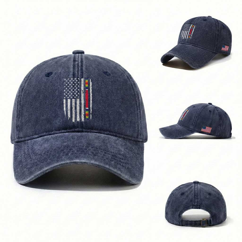 WW2 World War II Vintage American Flag Washed Cotton Baseball Cap