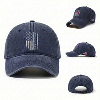 WW2 World War II Vintage American Flag Washed Cotton Baseball Cap