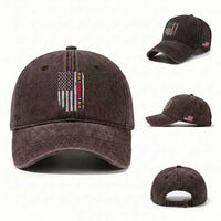 WW2 World War II Vintage American Flag Washed Cotton Baseball Cap