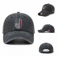 WW2 World War II Vintage American Flag Washed Cotton Baseball Cap
