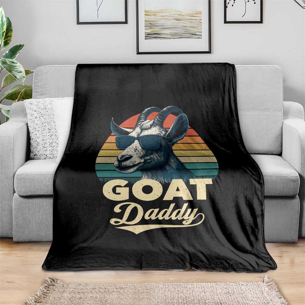 Goat Daddy Throw Blanket Funny Goat Father Retro Vintage