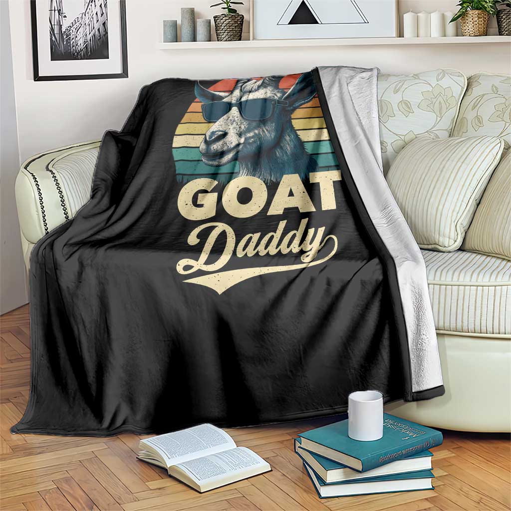 Goat Daddy Throw Blanket Funny Goat Father Retro Vintage
