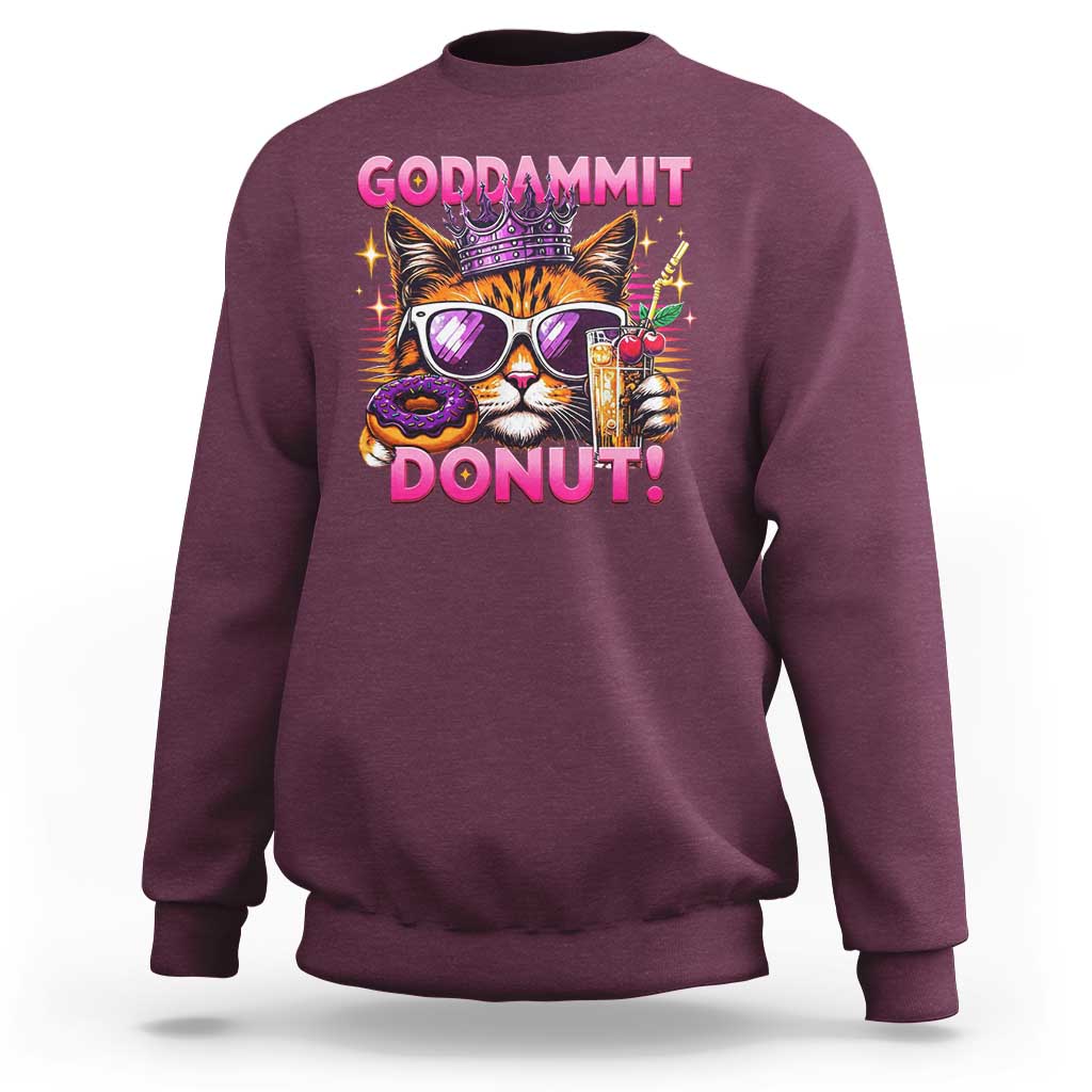 Funny Goddammit Cat Princess Meme Sweatshirt Cartoon Style