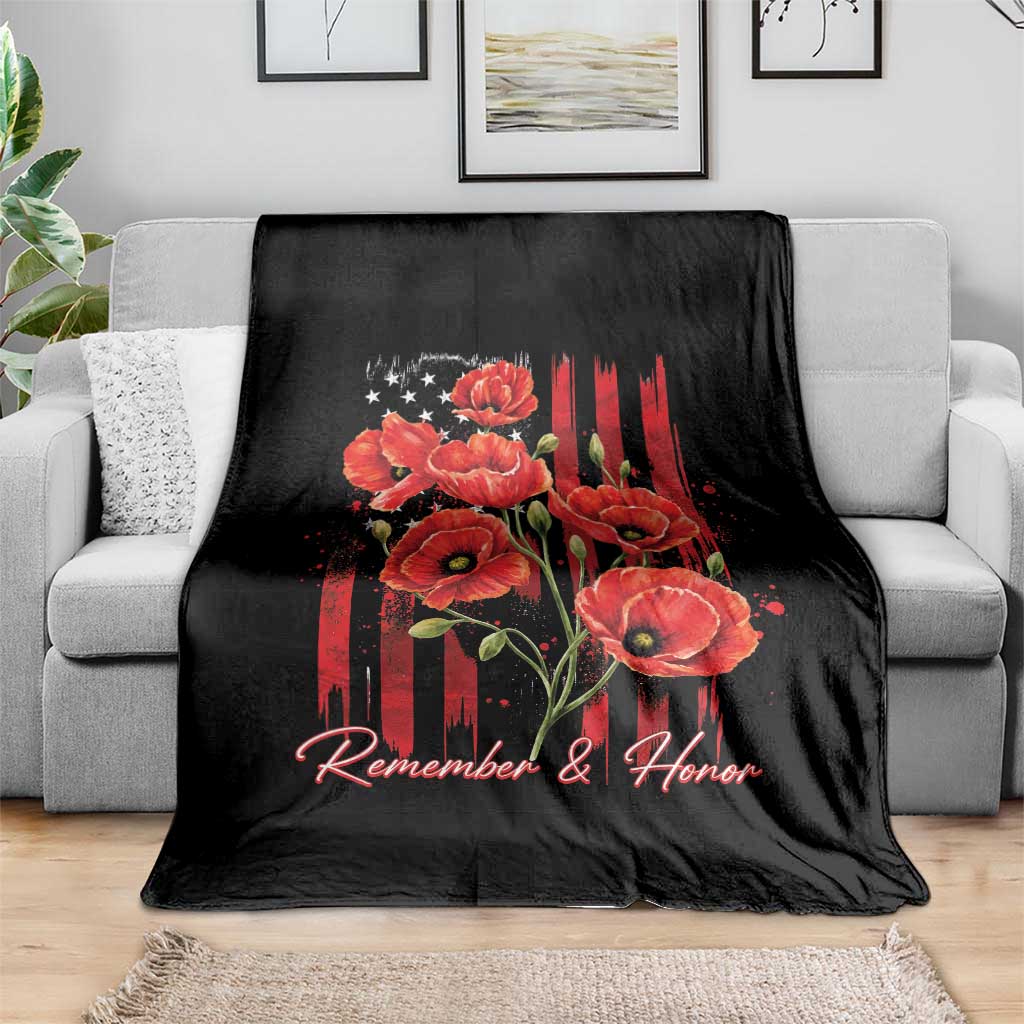 Remember And Honor Memorial Day Throw Blanket Red Poppy Flowers