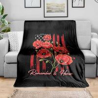 Remember And Honor Memorial Day Throw Blanket Red Poppy Flowers