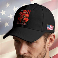Remember And Honor Memorial Day Baseball Cap Red Poppy Flowers