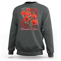 Remember And Honor Memorial Day Sweatshirt Red Poppy Flowers