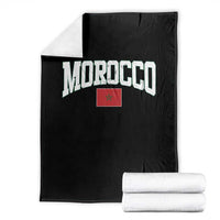 Morocco Football Throwback Design Vintage Moroccan Flag Jersey Style Throw Blanket