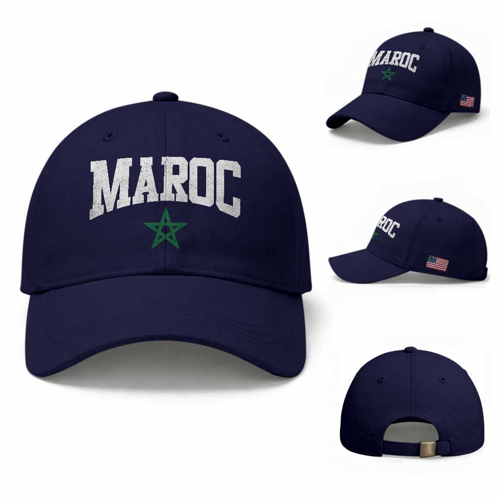 Morocco Maroc Pride Baseball Cap Moroccan Heritage Vintage Green Star