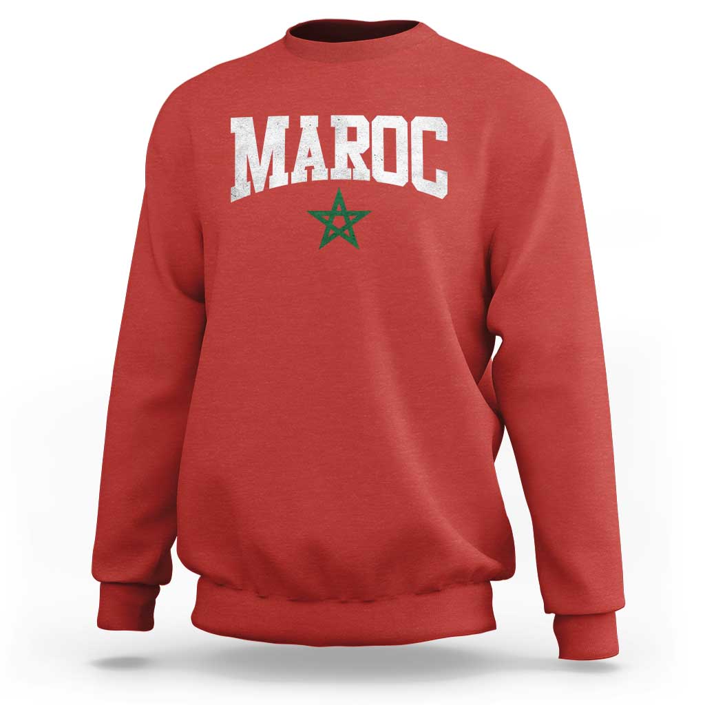 Morocco Maroc Pride Sweatshirt Moroccan Heritage Vintage Green Star