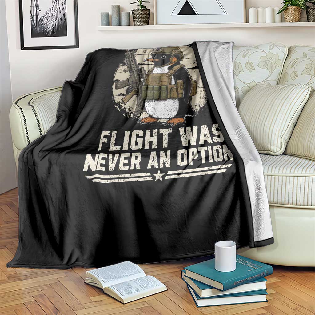 Funny Penguin Flight Was Never An Option Throw Blanket Tactical Penguin Gun Lover