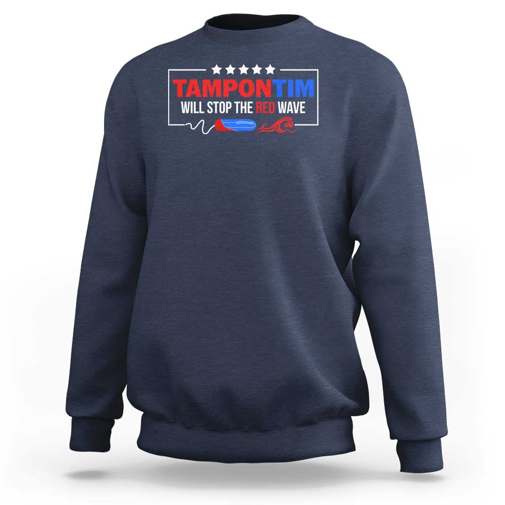 Navy crewneck sweatshirt with back graphic text and logo