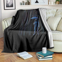 Perseid Meteor Shower Raining Astronaut With Umbrella Throw Blanket - Wonder Print Shop