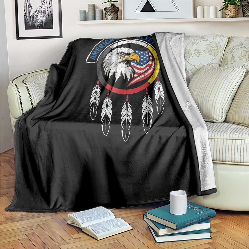 American Indian Veteran Throw Blanket Native American Veteran Eagle Dreamcatcher - Wonder Print Shop