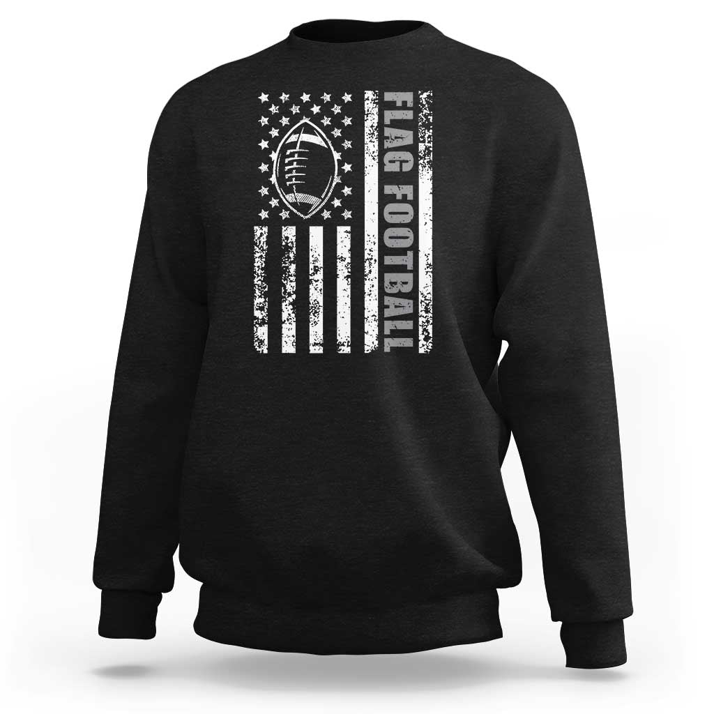 Distressed US Flag Football Lover Sweatshirt Game Day for Sports Fan