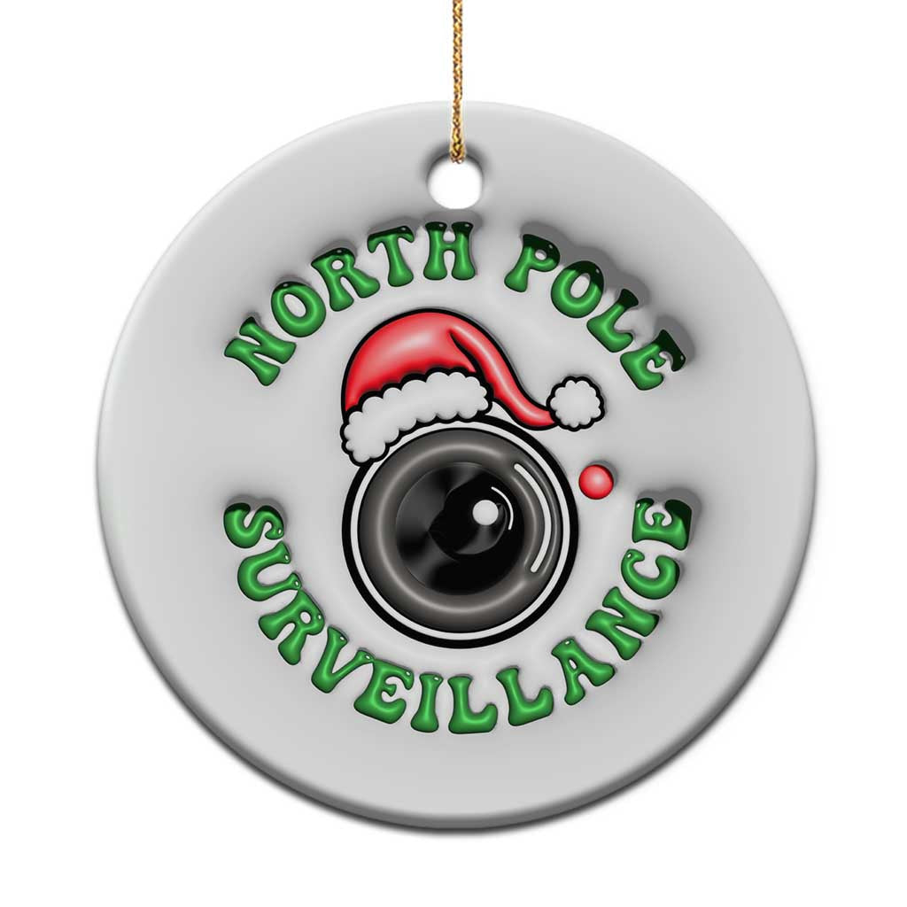 Funny Xmas 3D Inflated Effect Printed Christmas Ornament North Pole Surveillance Santa Camera - Wonder Print Shop