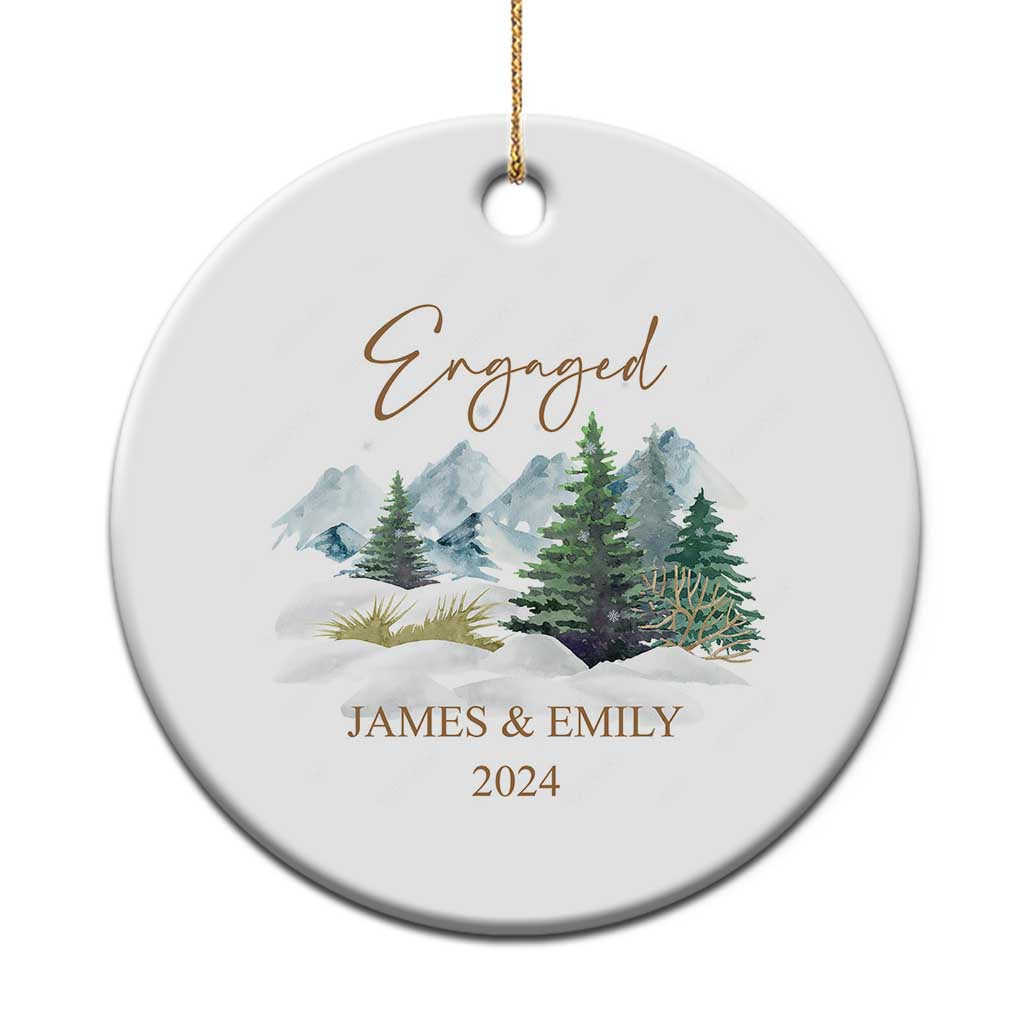 Personalized Engaged 2024 Christmas Ornament Custom Name Mr & Mrs Engagement Snow Forest - Wonder Print Shop