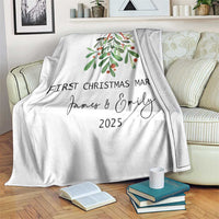 Personalized First Christmas Married Throw Blanket Custom Name Couple Xmas Mistletoe - Wonder Print Shop