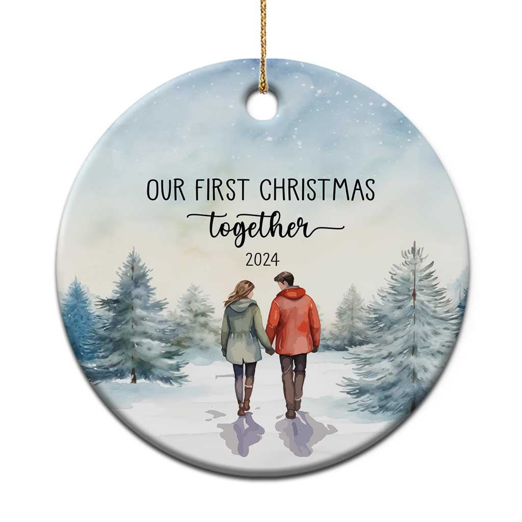 Our First Christmas Together 2024 Snow Christmas Ornament - Wonder Print Shop