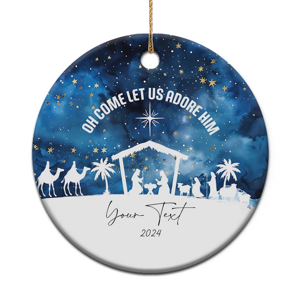 Personalized Christian Xmas 2024 Christmas Ornament Custom Text Oh Come Let Us Adore Him - Wonder Print Shop