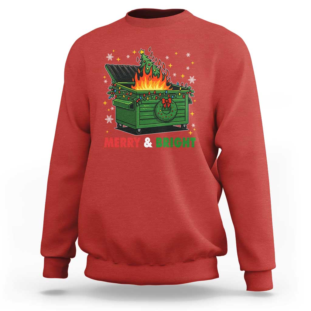 Funny Lil Dumpster Fire Christmas Sweatshirt Merry And Bright Xmas Tree - Wonder Print Shop