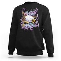 Black eagle graphic sweatshirt with “Bald And Majestic” lettering on chest