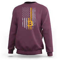 Maroon crewneck sweatshirt with BTC and American flag-style graphic on back