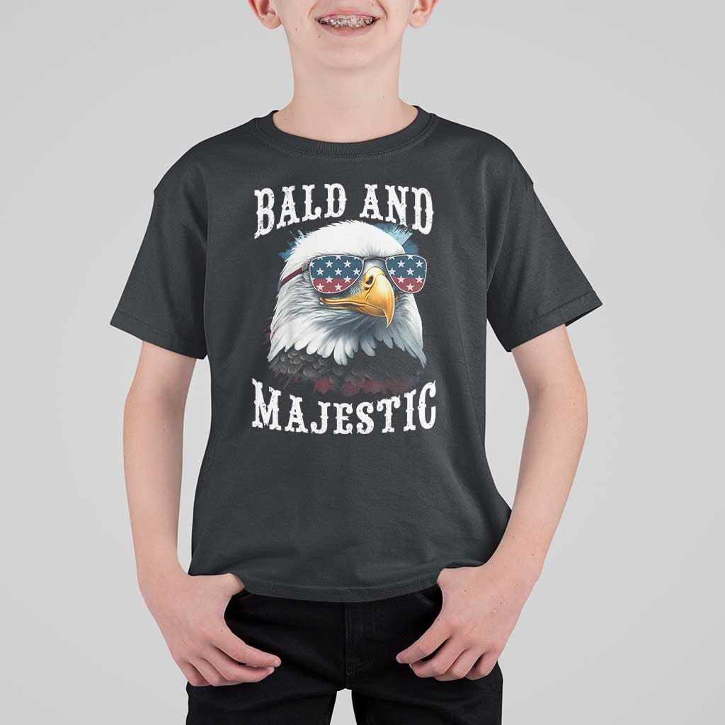 Funny Eagle Bald And Majestic T Shirt For Kid American Flag Sunglasses Eagle - Wonder Print Shop