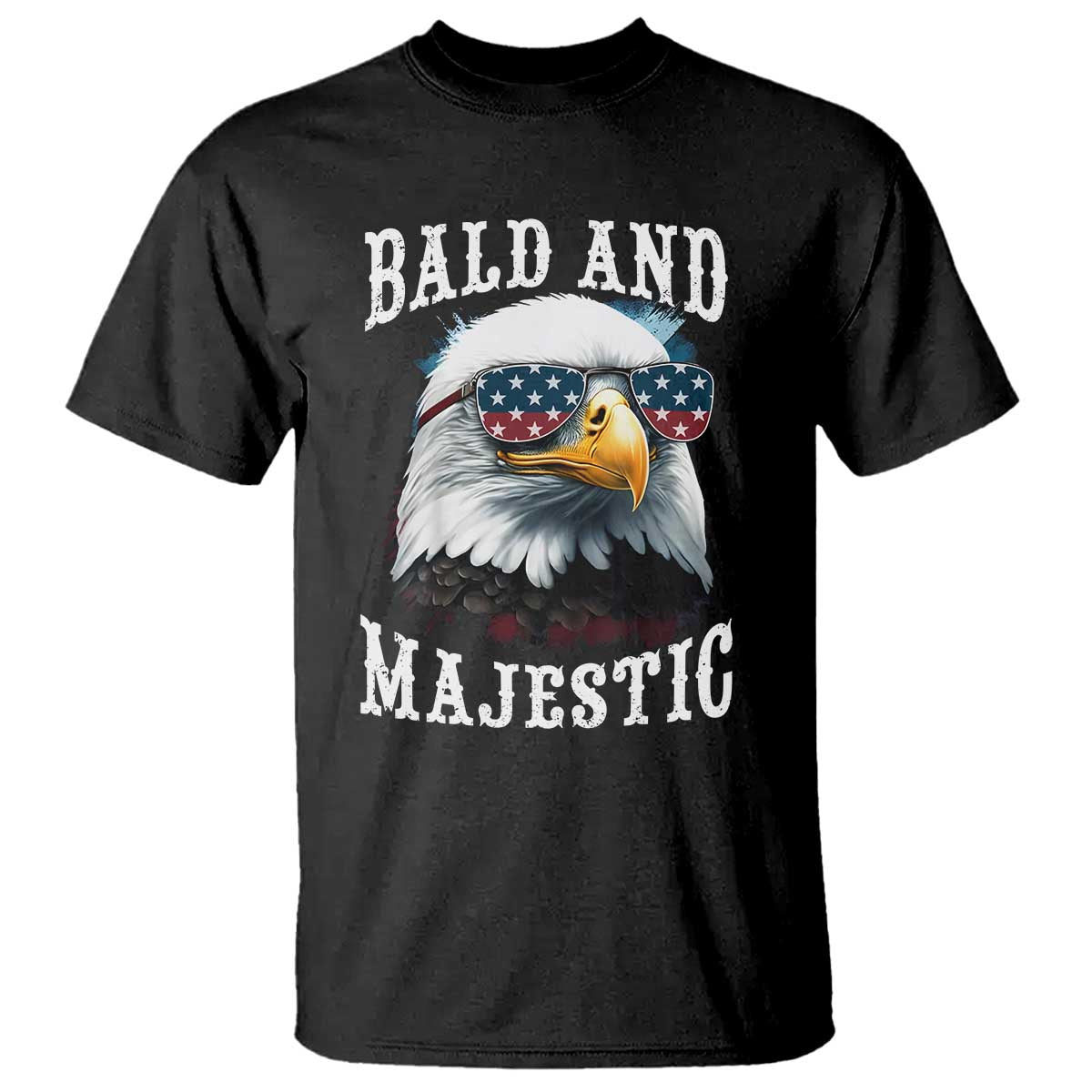 Funny Eagle Bald And Majestic T Shirt American Flag Sunglasses Eagle - Wonder Print Shop