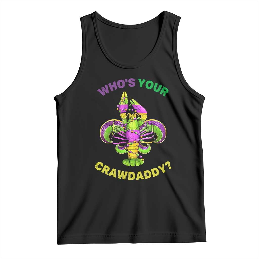 Funny Who's Your Crawdaddy Tank Top Vintage Crawfish Beads Fleur De Lis Mardi Gras