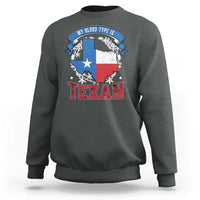Charcoal sweatshirt with Texas map graphic and 'TEXAN' print on back