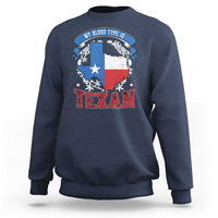 Navy sweatshirt with Texas map graphic and 'TEXAN' print on back