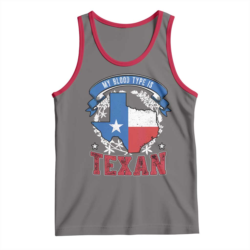 My Blood Types Is Texan Tank Top Proud American Texan TX Map Bluebonnet