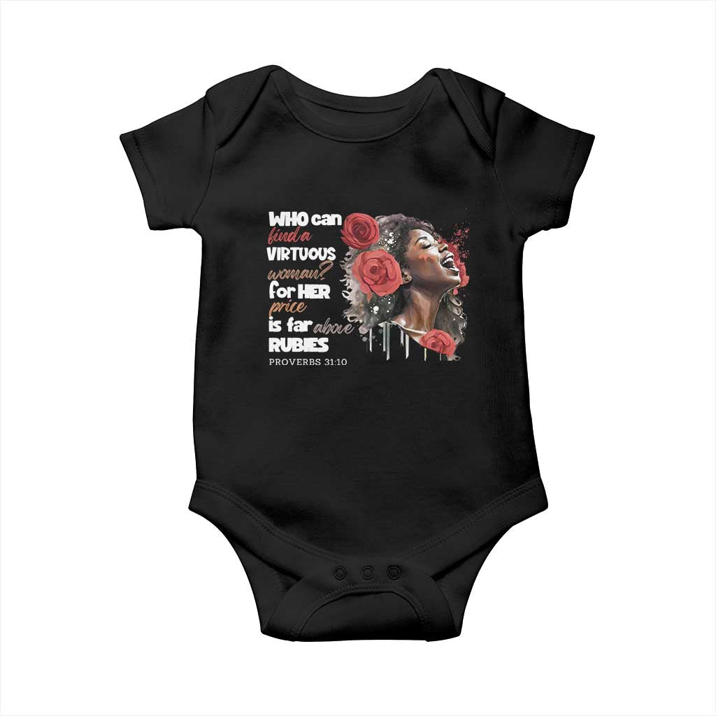 Christian African American Baby Onesie Who Can Find A Virtuous Woman