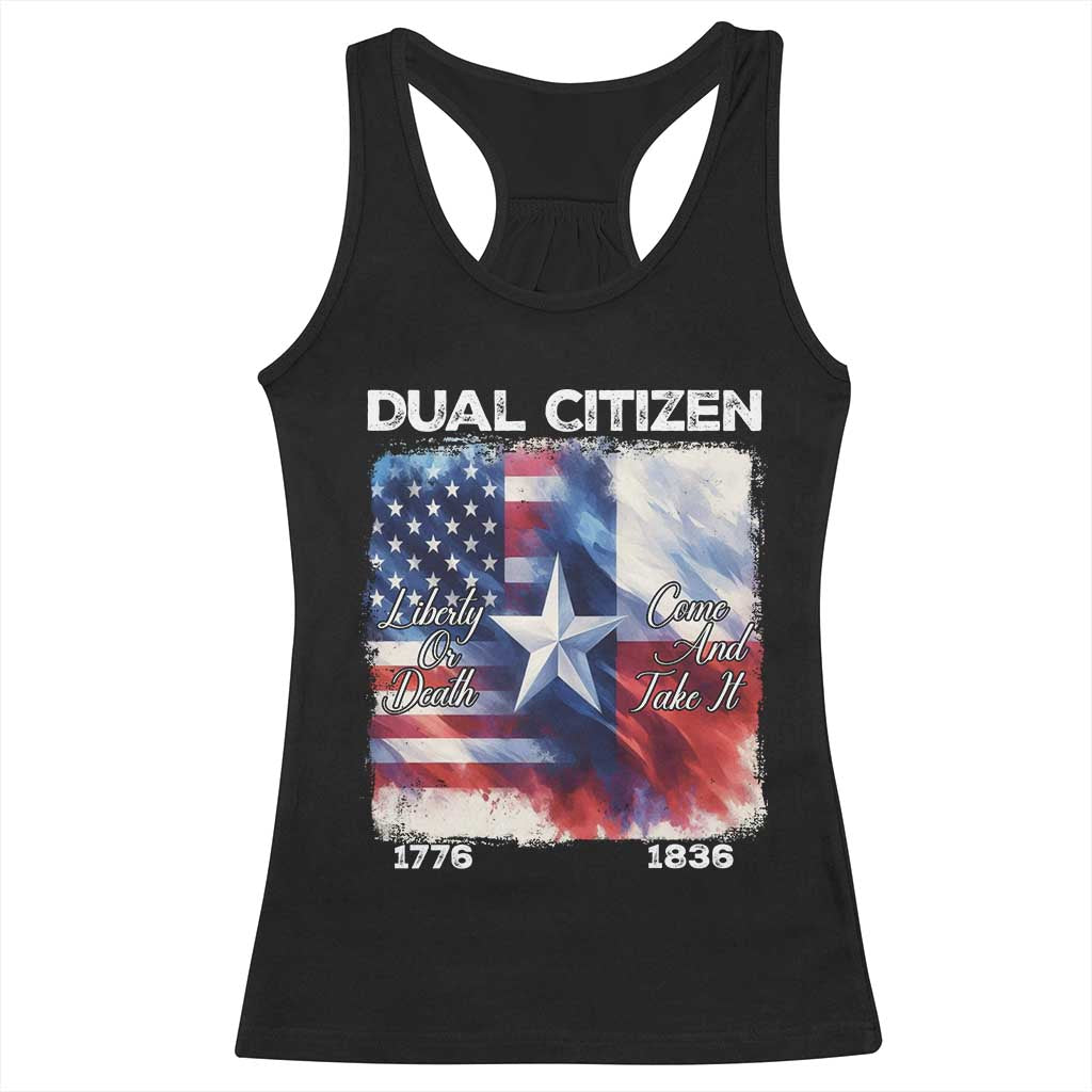 Proud American Texan Racerback Tank Top Dual Citizen Liberty Or Death Come And Take It